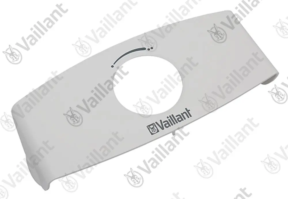 Vaillant Frontblende in Weiß, mit rundem Ausschnitt in der Mitte, zur Verwendung bei bestimmten Heizgeräten des Herstellers Vaillant.